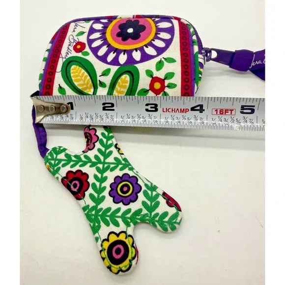 Vera Bradley Coin Wallet Cord Wrap Multicolor Floral Cotton Zip Bag - Picture 4 of 5